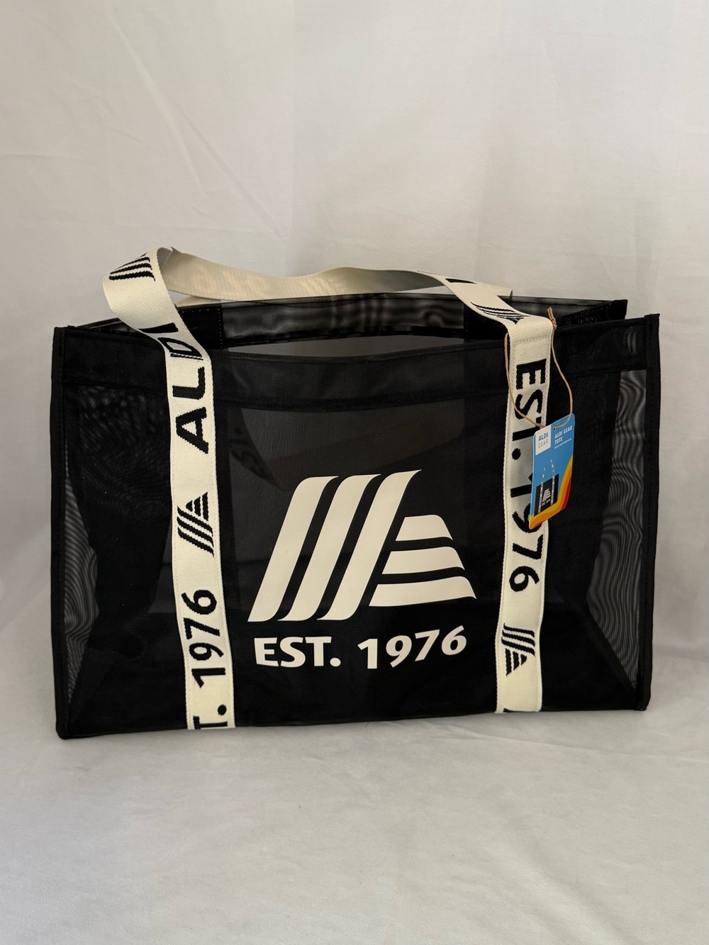 Aldi Gear Tote Bag 50th Anniversary Large Mesh Utility Bag Black EST 1976
